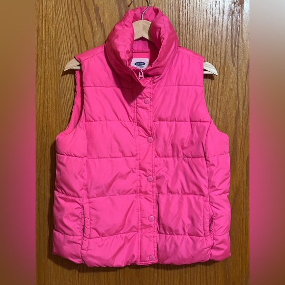 Old Navy Jackets & Blazers - Old Navy HOT PINK puffer vest sz large fleece lined